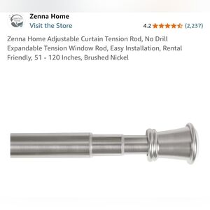 Adjustable SILVER Curtain Tension Rod